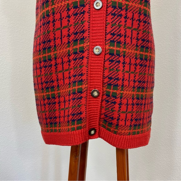 Vintage Women’s Liz Sport M Classic Plaid Long Sweater Vest Button Front 90’ - Picture 4 of 16